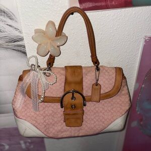 Coach Pink and Tan Soho Handbag